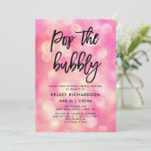 Pop de Bubble | Roze Bokeh Vrijgezellenfeest Kaart (Staand voorkant)
