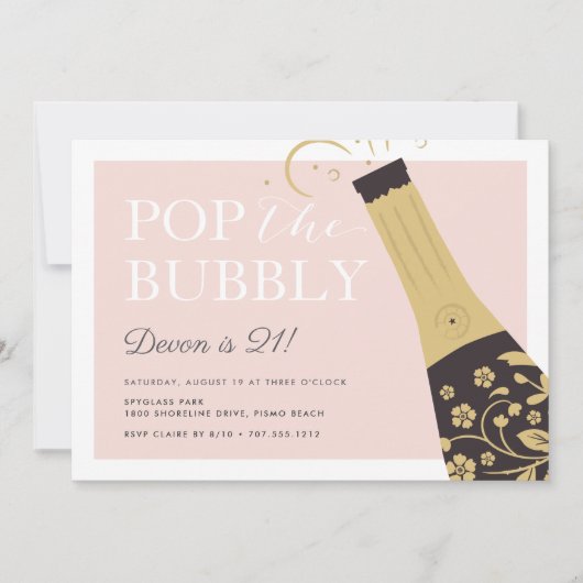 Pop de Bubble | Uitnodiging van de partij Birthday (Voorkant)