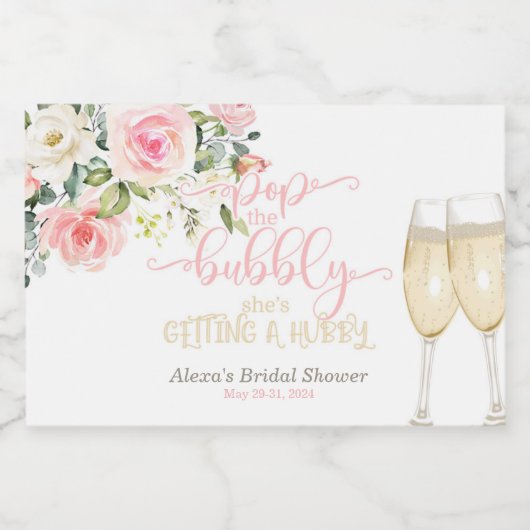 Pop de Bubble, ze krijgt een Hubby MINI Sparkling Wijnetiket (Enkel label)