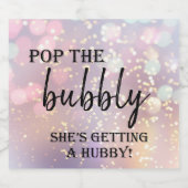 Pop de Bubble Ze krijgt een Hubby! Mousserende W Sparkling Wijnetiket (Enkel label)