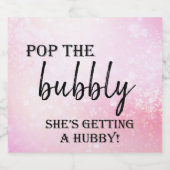 Pop de Bubble Ze krijgt een Hubby! Mousserende W Sparkling Wijnetiket (Enkel label)