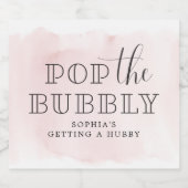 Pop De Bubbly Bachelorette Mousserende Wijnetikett Sparkling Wijnetiket (Enkel label)