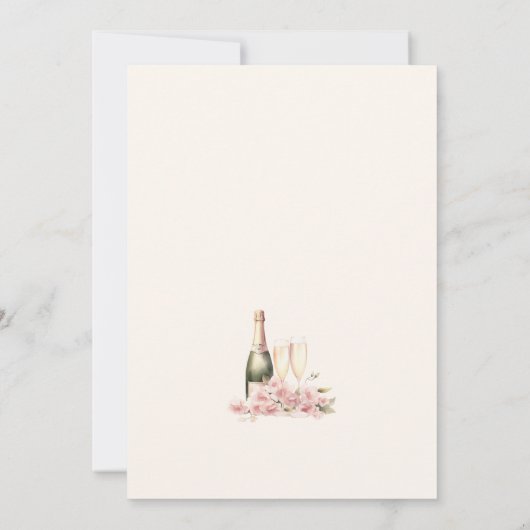 Pop De Champagne Bloemen Blush Glas Vrijgezellenfe Kaart (Achterkant)
