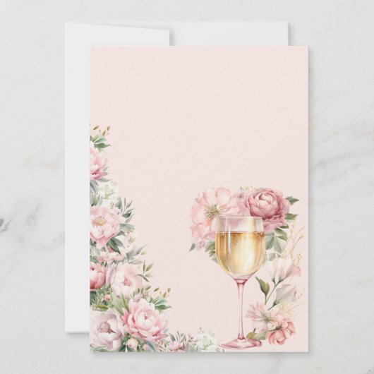 Pop De Champagne Bloemen Roze Vrijgezellenfeest Kaart (Achterkant)