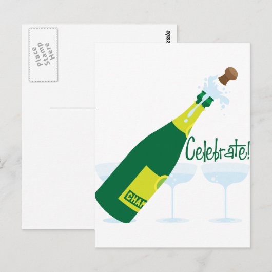 Pop De Champagne Briefkaart (Voorkant / Achterkant)