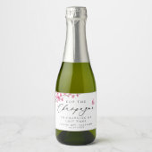 Pop De Champagne Cherry Blossom Roze Vlinder Sparkling Wijnetiket (Voorkant)