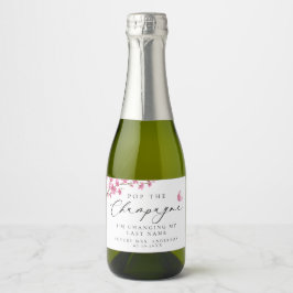 Pop De Champagne Cherry Blossom Roze Vlinder Sparkling Wijnetiket