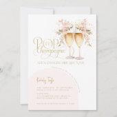 Pop De Champagne Elegant Blush Vrijgezellenfeest Kaart (Voorkant)
