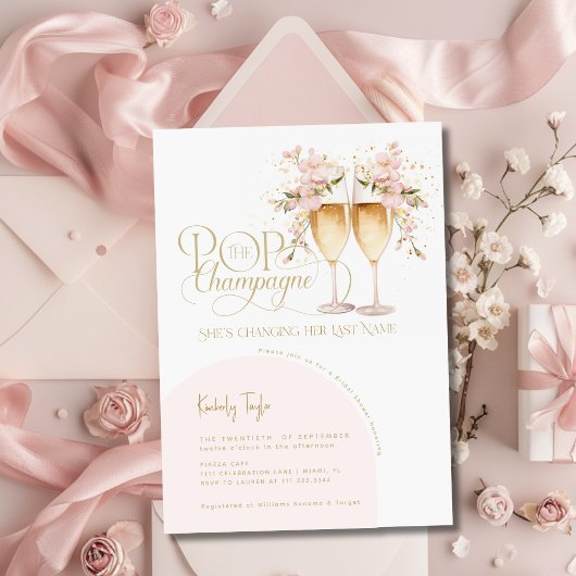 Pop De Champagne Elegant Blush Vrijgezellenfeest Kaart