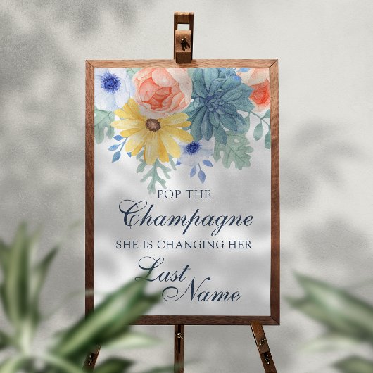 Pop De Champagne Floral Succulent Vrijgezellenfees Poster