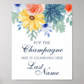 Pop De Champagne Floral Succulent Vrijgezellenfees Poster (Voorkant)
