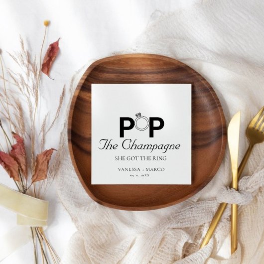 Pop De champagne kreeg ze het verloving gedeelte Servet