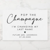 Pop De Champagne Modern Handschrift Script Sparkling Wijnetiket (Enkel label)