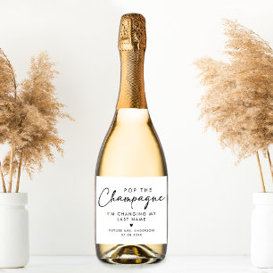 Pop De Champagne Modern Handschrift Script Sparkling Wijnetiket