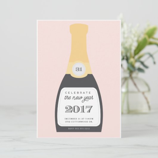 Pop de Champagne | Nieuwe uitnodiging van Eve-part (Staand voorkant)