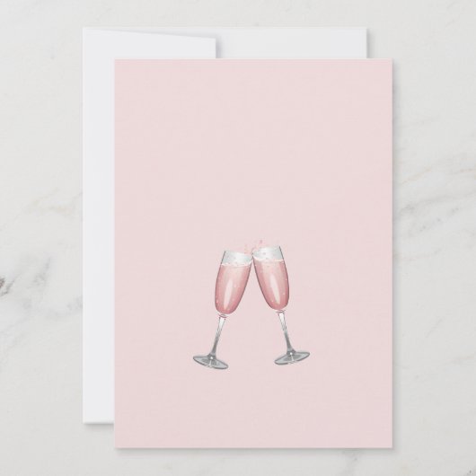 Pop de Champagne Roze Bruidsdouche Uitnodiging (Achterkant)