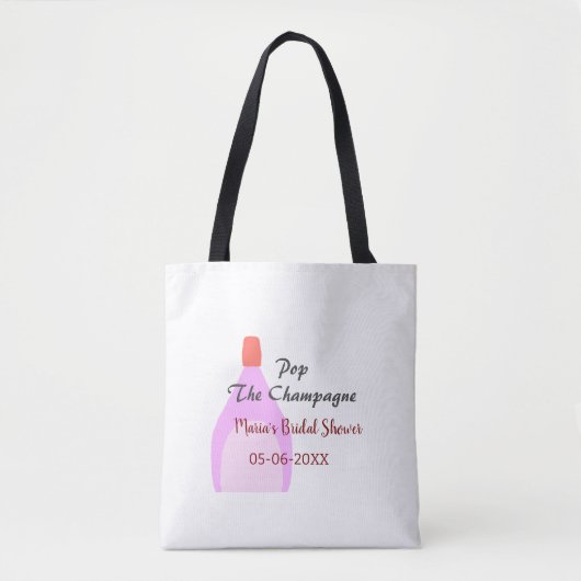 Pop de Champagne roze bruidsdouche voeg naam datum Tote Bag (Voorkant)