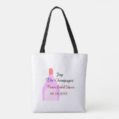 Pop de Champagne roze bruidsdouche voeg naam datum Tote Bag (Achterkant)