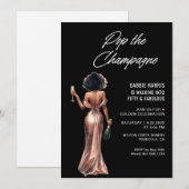 Pop de Champagne Verjaardagsfeestuitnodiging Kaart (Voorkant / Achterkant)