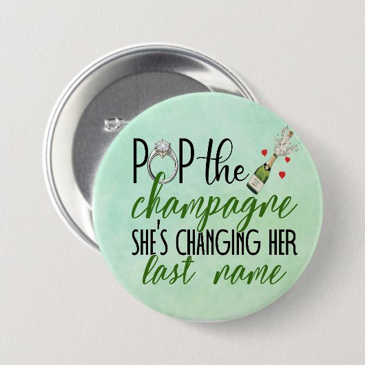 Pop de Champagne Verloving Button (Voorkant /achterkant)