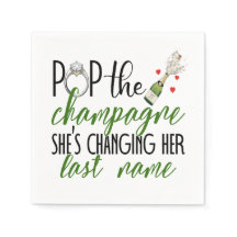 Pop de Champagne Verloving Papier Servet