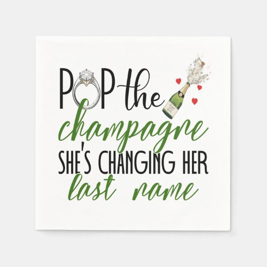 Pop de Champagne Verloving Papier Servet (Voorkant)