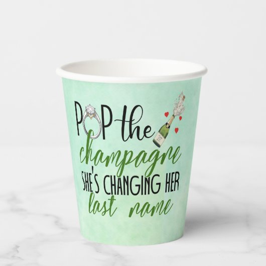 Pop de Champagne Verloving papieren bekers (Voorkant)