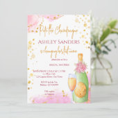 Pop de champagne vrijgezellenfeest sjabloon kaart (Staand voorkant)