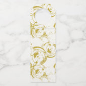 POP DE CHAMPAGNE Wit op Gouden Wijnbril Flessenhanger (Achterkant)