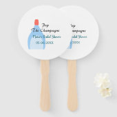 Pop de Champagneblauwe vrijgezellenfeest Voeg naam Handwaaier (Voorkant en achterkant)