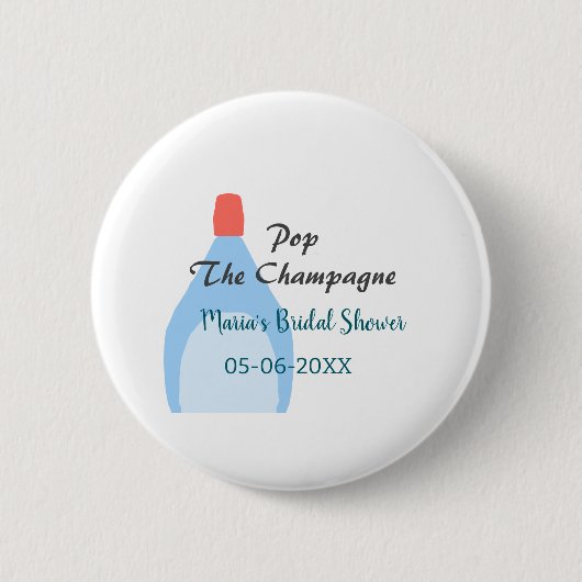 Pop de Champagneblauwe vrijgezellenfeest Voeg naam Ronde Button 5,7 Cm (Voorkant)