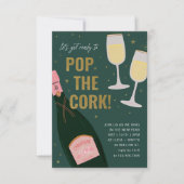 Pop De Cork Champagne Brut Nieuwjaar Kaart (Voorkant)