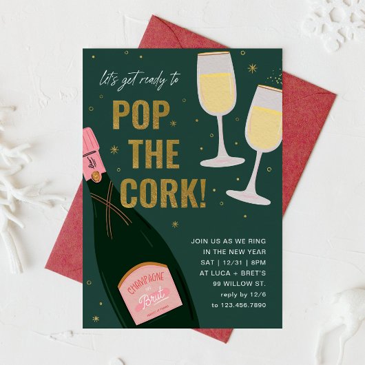 Pop De Cork Champagne Brut Nieuwjaar Kaart