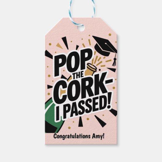 Pop de Cork I geslaagd Afstuderen Gift Label Cadeaulabel (Voorkant)
