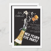 Pop de kurk op nieuwjaarsuitnodiging kaart (Voorkant / Achterkant)