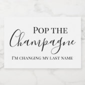 Pop de mousserende wijn | Bruiloft bruidsfeest Sparkling Wijnetiket (Enkel label)