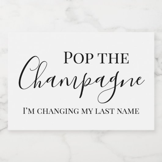 Pop de mousserende wijn | Bruiloft bruidsfeest Sparkling Wijnetiket (Enkel label)