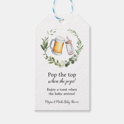 Pop de Top als ze Pop Baby shower Cadeaulabel (Voorkant)