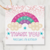 Pop De verjaardag Dank u Regenbooglitter Bedankjes Labels (Voorkant)