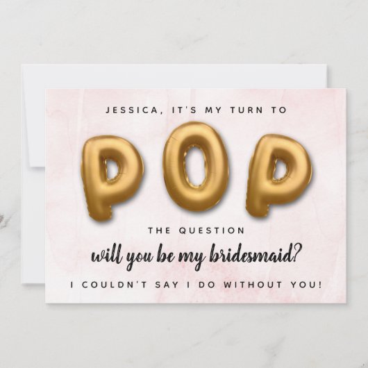 Pop De vraag | Bent u mijn Bridesmaid? Kaart (Voorkant)