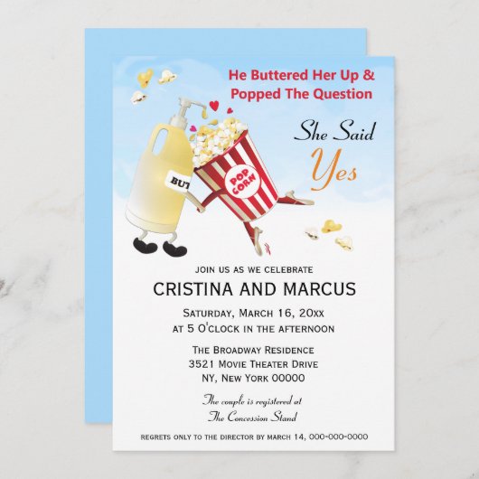 Pop De Vraag Popcorn Couples Shower Kaart (Voorkant / Achterkant)