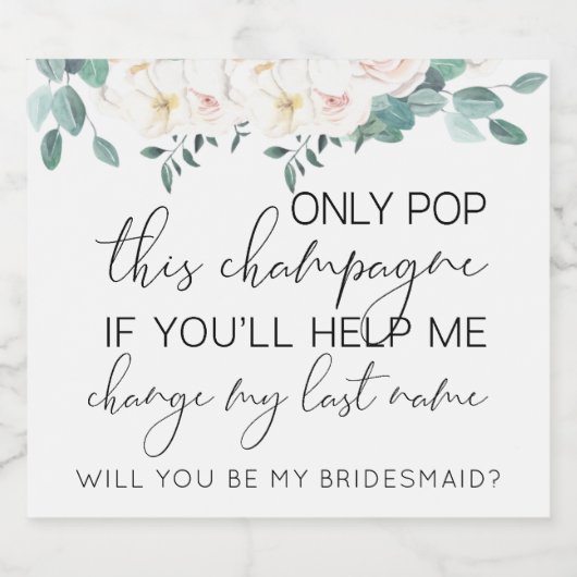 Pop deze mousserende wijn, wil je mijn bruidsmeisj sparkling wijnetiket (Enkel label)