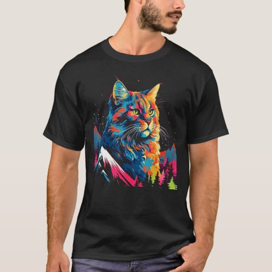 Pop Dier Maine Coon Cat T-shirt (Voorkant)