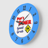 Pop Diner Retro Red Blue Kitchen Klock Grote Klok (Hoek)