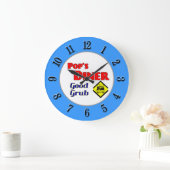 Pop Diner Retro Red Blue Kitchen Klock Grote Klok (Huis)