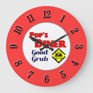 Pop Diner Retro Red Kitchen Klock Grote Klok