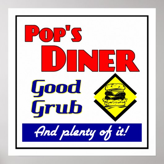 Pop Diner Retro Restaurant Print (Voorkant)