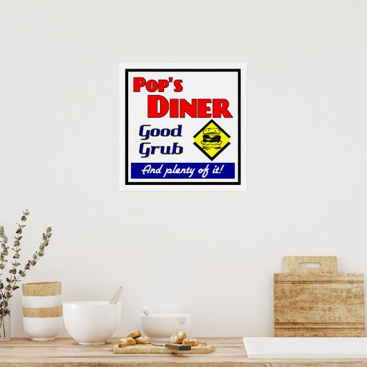 Pop Diner Retro Restaurant Print (Keuken)