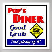 Pop Diner Retro Restaurant Print (Voorkant)