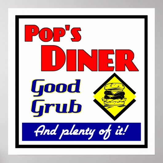 Pop Diner Retro Restaurant Print (Voorkant)